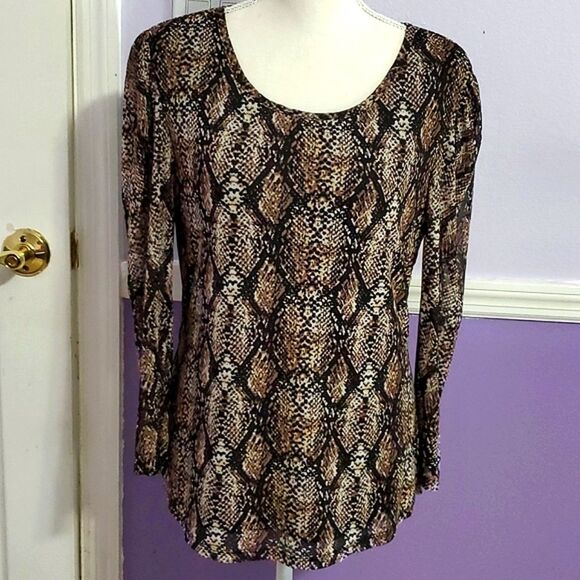 A Reason Snake Print Boho Chic Longsleeve Top - Picture 1 of 10